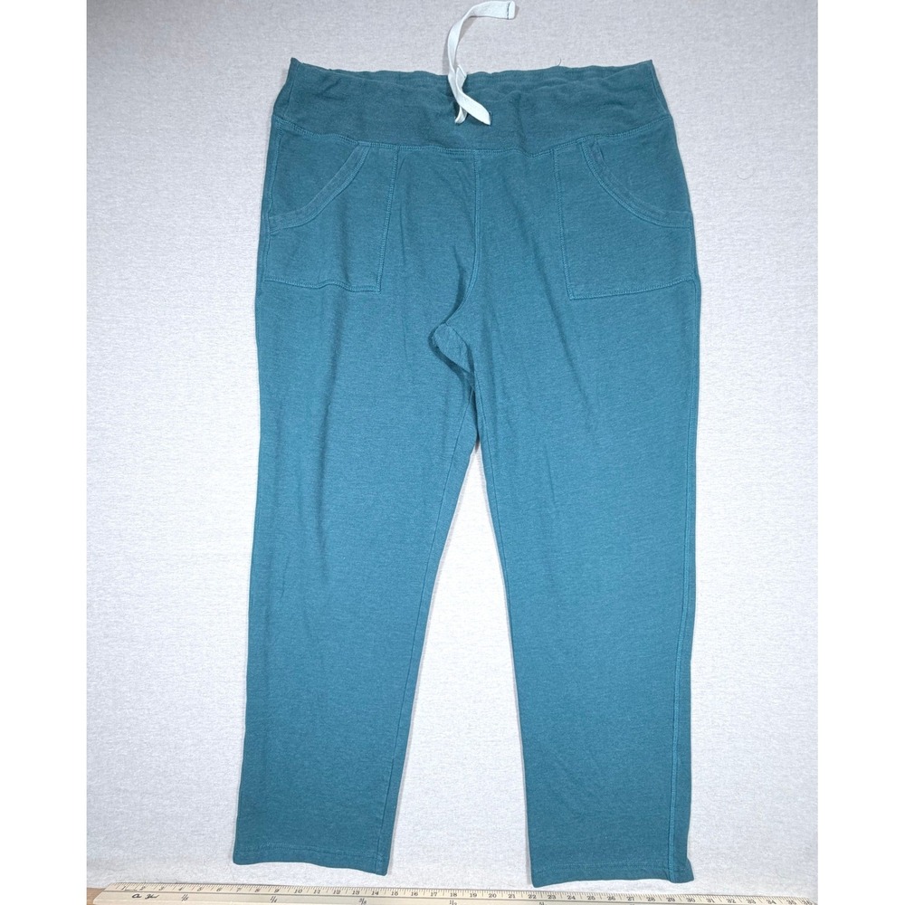 Eddie Bauer Womens XXL Teal Blue Heathered Lounge Pants Drawstring Straight Leg